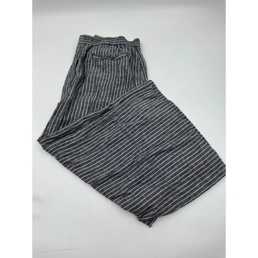 Banana Republic Linen Blend Pants for Women Size S Mid Rise Wide Leg Striped EUC